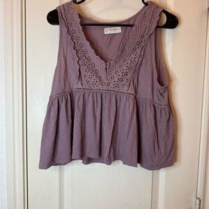 Lucky Brand Lavender Lace Detail Tank Top